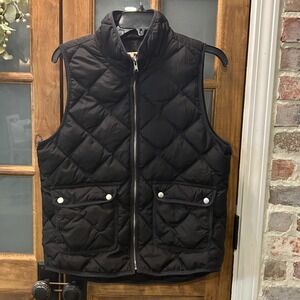 Woolrich Womens Duck Down Vest Med Black Quited Full Zip Normcore Farmhouse